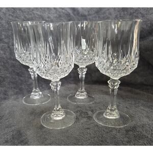 Set 4 Vintage Cristal D'Arques Longchamp 24% Lead Crystal Wine Glasses